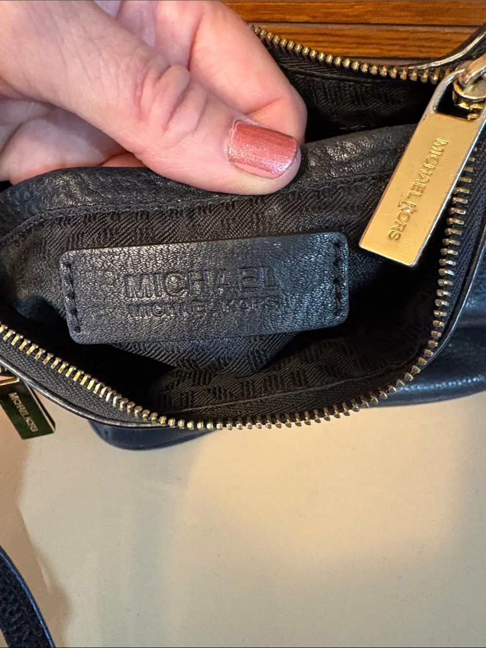 Michael Kors Black Pebbled Leather Crossbody with Gold Hardware
